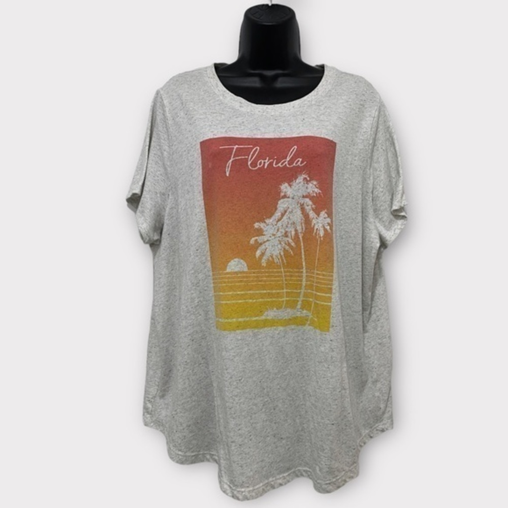 Old Navy Womens Oatmeal Heathered Florida Graphic Short Sleeve T-Shirt Size XXL